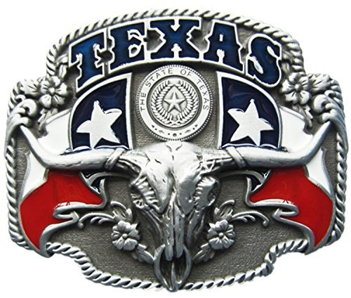 Jean's Friend New Pewter Longhorn State Enamel Belt Buckle Gürtelschnallen US Stock