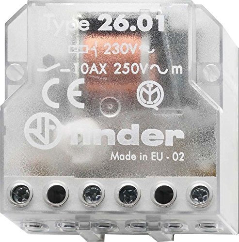 finder Lot de 2 interrupteurs de choc pour boîte encastrée, Mécanique, Bouton poussoir, ON-OFF, Transparent
