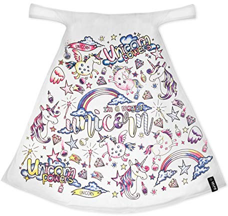 Selfie Clothing Co Kids Unicorn Colour in Cape with Fabric Pens