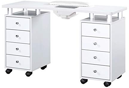 Urbanity astro nail station beauty salon manicure technician table desk with dust collector fan white