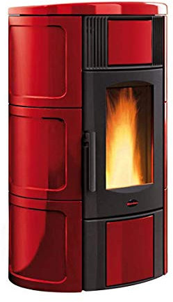Termostufa stufa a pellet potenza 19kw bordeaux riscaldamento casa iside 035399