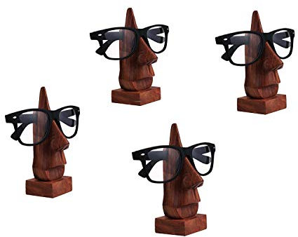 WhopperIndia Brillenhalter aus Holz, Brillenhalter, Brillenhalter, Sonnenbrillenständer, Brillen-Halter, perfekt für Familie, 15,2 cm, 4 Stück