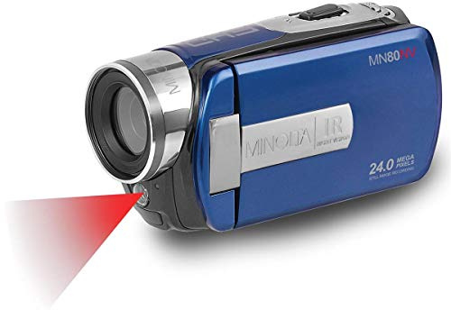 Minolta Camcorder – 1080p Full HD Video, 24MP Photos, Night Vision with IR Sensor, 3-inch Touchscreen LCD, 16GB SD Card, USB/HDMI, Lightweight (Blue)