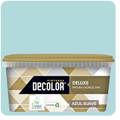 DELUXE Pintura de Interior Monocapa Mate. 4 Litros. Ecológica con Certificado Ecolabel. AZUL SUAVE