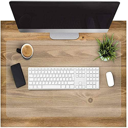 GIOVARA Clear Desk Mat, 80x40cm Non-Slip PVC Desk Protector with Round Edge, Office Desk Mat, Waterproof PVC Computer Mat with Smooth Surface for Office Home