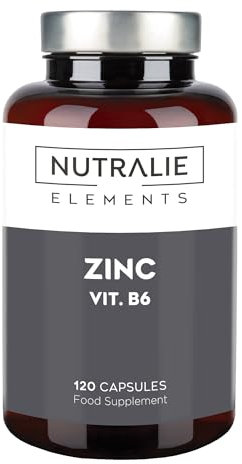 ZINC BIO-disponible - Citrate de Zinc - Anti-Acné - Complement Alimentaire Système immunitaire - Zinc Citrate et Vitamine B6-120 Gélules Vegetales - NUTRALIE