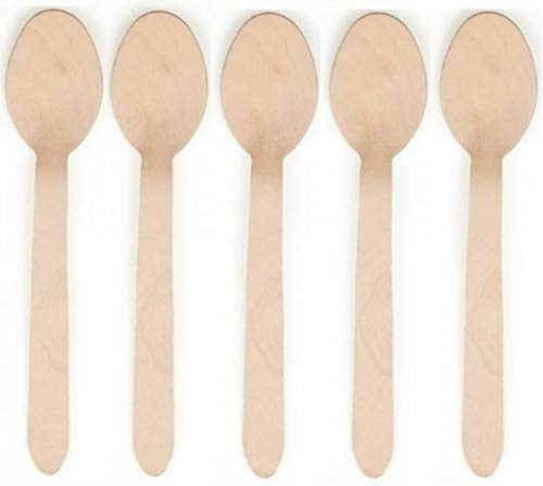 Party Occasion Disposable Cutlery BBQ Wooden Spoon - 15.7cm - Pack of 100