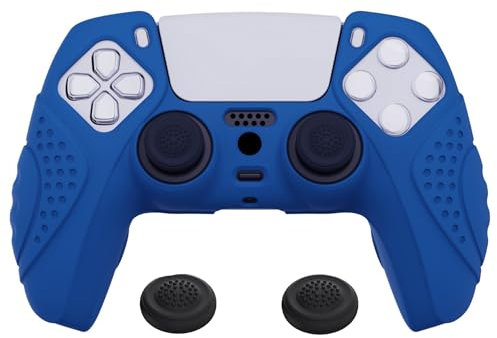 eXtremeRatePlayVital Guardian Edition Blue Ergonomic Soft Anti-slip Controller Silicone Case Cover for ps5, Rubber Protector Skins with Black Joystick Caps for ps5 Controller