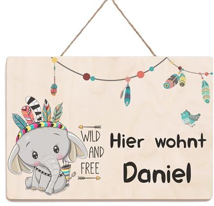 Holzura Namensschild Kinderzimmer Personalisierte Geschenke Baby Zimmer, Namensschilder für das Kinderzimmer Deko, Türschild personalisiert mit Namen, Türschild Kinderzimmer