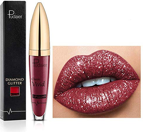 18 Farben Diamant glänzender langanhaltender Lippenstift,3D Shining Stars Perlglanz Lipgloss,Shimmer Metallic Texture Liquid,lang anhaltender Lipgloss,wasserdichte langlebiger Not Stick Cup (16)