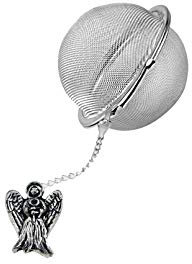 Engel, englisches Zinn auf einem Tee-Ei aus Edelstahl, Kugelsieb C13