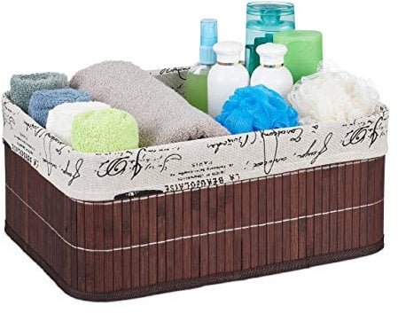 Relaxdays, Panier, revêtement en Tissu, Bambou, rectangulaire, Panier Salle de Bain 16,5x38x28,5 cm, Choix de Couleurs