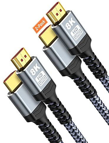 SNOWKIDS HDMI 2.1 Kabel 8K 2M (2 Stück), 2.1 48Gbps Highspeed 8K@60Hz HDMI Kabel 4K@120Hz 7680P, für PS5 Konsole, DTS: X, HDCP 2.2&2.3, HDR 10, eARC, Kompatibel mit PS5/4/3 X-BOX HDTV