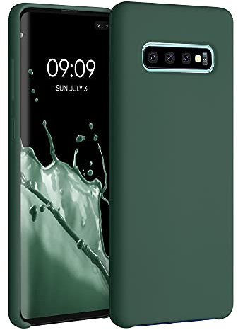 kwmobile Hülle kompatibel mit Samsung Galaxy S10 Plus / S10+ Hülle - Silikon Handy Case - Handyhülle weiche Oberfläche - kabelloses Laden - Moosgrün