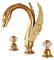 Luxus Massiv Messing Gold Wasserhahn Bad Schwan Wasserhähne Doppel Kristallgriff Dreiloch Waschbecken Wasserhahn