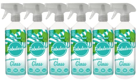 Fabulosa Anti-Bacterial Streak-Free Glass Cleaner Trigger Spray with Lasting Fragrance, 500ml, 6 Pack, Mint Swirl