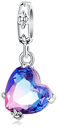 Ciondolo Charms si per Pandora Bracciali Charms per Donna-925 Sterling Silver Cuore Charm Bead con zirconi