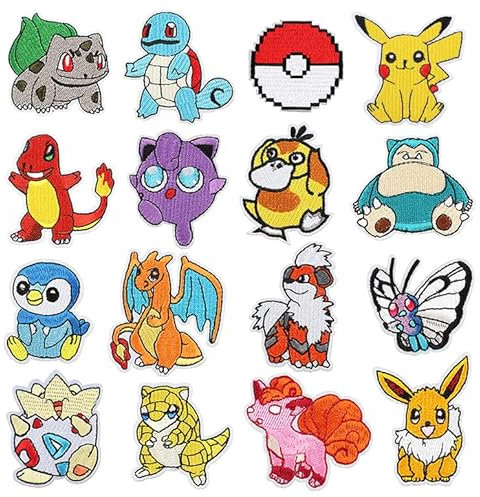 Youery Patches zum Aufbügeln, 16PCS, Kinder, Knie, Aufbügelflicken, Patch Sticker, Aufnäher, Applikationen, Medium, Polyester, Tier & Comic Fantasie, Fabric Patch
