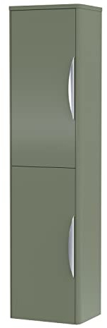 nuie PMP863 Parade Modern Bathroom Wall Hung 2 Door Tall Unit, 350mm, Satin Green