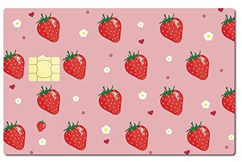 CREATCABIN Karten-Skin-Aufkleber Erdbeere Personalisierbar Bankkarte Wasserdicht Schlank Kratzfest Abnehmbarer Debitkarten-Aufkleber Für Schlüssel Transport Debit-Kreditkarte Für Freunde 186.3x137.3mm