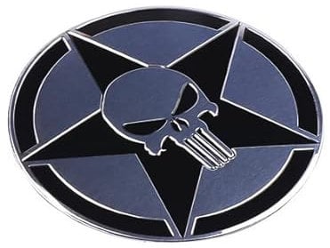 Punisher Auto 3D - Metall - Aufkleber rund Fünf Sterne mit Stern Ø 7,5cm P7,5R schwarz