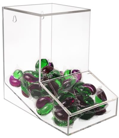 Gnjoyxuan Laundry Pods Container, Acrylic Candy Dispenser with 2 Lid, Dishwasher Pod Holder for Laundry Room, Home, kitchen, Office Used- Stand or Wall Mount