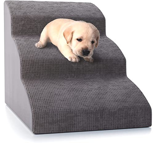 Dog Steps for Bed, 3-Step Ladder for Small Dogs & Cats, High Density Foam Pet Stairs, Soft & Non-Slip Surface, Help Your Pet Easily Up and Down, Perfect for Old & Injured Pets, Dog Ramp for Bed/Sofa