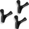 LouMaxx Lot de 3 patères murales modernes en métal - Noir mat - Pour garde-robe et salle de bain