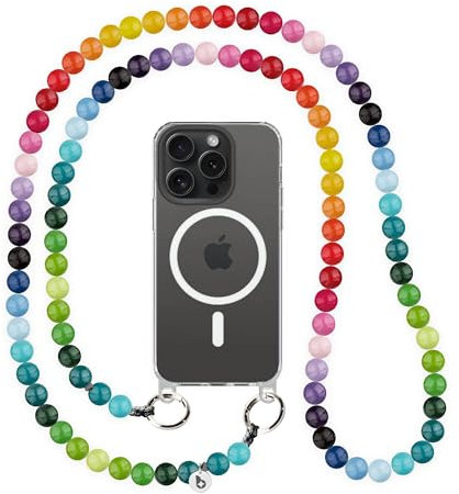 beadstars Chaîne de téléphone portable avec perles, longue, faite à la main en Allemagne, longueurs 120, 130 cm, 140 cm, compatible avec iPhone, Samsung, idée cadeau pour le quotidien, les voyages et