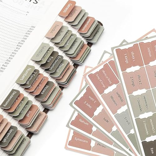Zayookey 5 Blätter Laminierte Bibel-Tabs 73 Bibelindex-Registerkarten für Lernbibel 2 Leere Registerkarten Bibelreiter für Damen/Herren Bibelbuch-Tabs christliches Geschenk