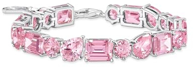THOMAS SABO Tennisarmband mit 20 pinkfarbenen Steinen Silber 925 Sterlingsilber