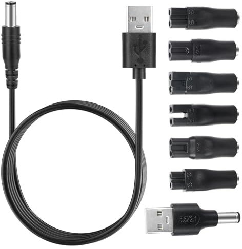 PLLYPE 5V USB Netzkabel Kabel, 7 Stecker USB Adapter Set Kompatibel mit Remington Rasierer HQ8505 5000/7000 Serie, Rasierer Ladegerät Netzkabel für Bartschneider Rasierer Elektrische Friseure