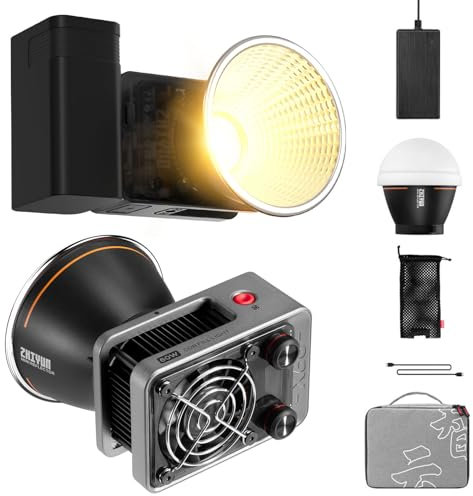ZHIYUN MOLUS X60 Combo COB LED-Videoleuchte, 60 W, zweifarbig, 2700–6500 K, unterstützt App-Steuerung mit Diffusor, eine Batterie