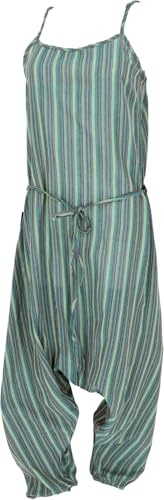 GURU SHOP Boho Jumpsuit, Baumwoll Sommer Pluderhose, Aladin Einteiler | Eleganter Overall, verstellbare Träger, elastische Beinbündchen, bequeme Passform, ideal für besondere Anlässe