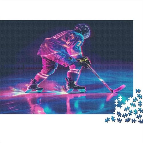 lihuogongsio Hockey Puzzle 1000 Teile Puzzle Für Erwachsene Eishockey Match Geschicklichkeitsspiel Für Die Ganze Familie Premium Quality Schöne Geschenkidee Kräftigen Farben 1000pcs (75x50cm)