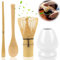 SUPRROW Matcha Set, Japanese Matcha Whisk Set, Traditional Bamboo Matcha Whisk, Spoon, Holder, Brown