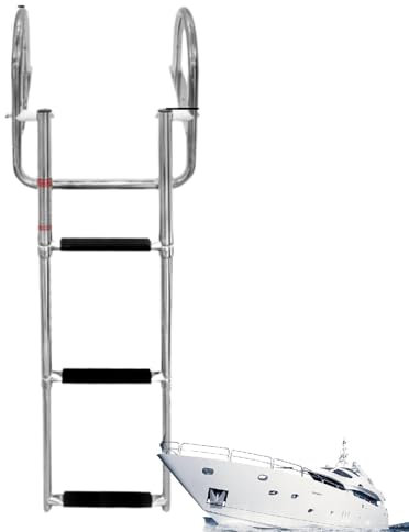 Echelle Piscine Hors Sol, Échelle Bateau Ponton avec Marches Antidérapantes, Échelle Extensible en Acier Inoxydable, 4/3 Marches Escalier Piscine avec Boucle De Sécurité