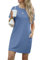 GRECERELLE Womens Summer Mini Dress Cap Sleeve Crew Neck T Shirt Short Casual Beach A Line Dresses with Pockets (Denim Blue, L)