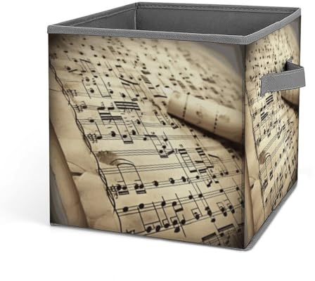 GHENBLT Sheet Music Storage Bins Collapsible Cubes Storage Box Oxford Storage Basket with Handle Large Organizer Bins Stackable Storage Containers Fabric Storage Bags