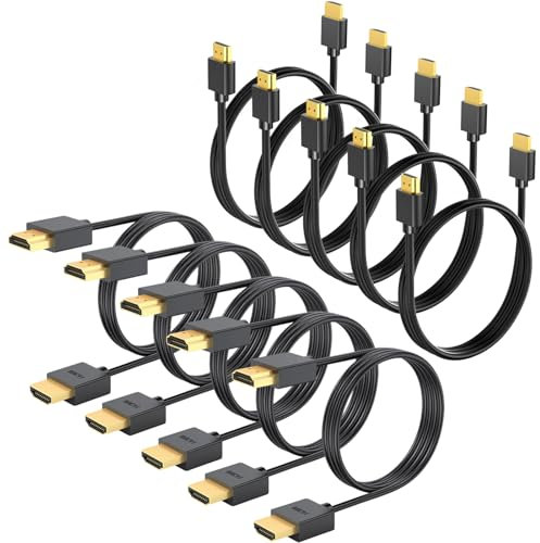 HDMI Cable 10-Pack, 4K HDMI to HDMI Cable 6FT Multipack,High Speed Shielded HDMI 2.0 Cord 6 FT with 2k@165/144Hz,HDCP 2.2, HDR, ARC & CL3 Rated | for Laptop, Monitor, TV PS5, PS4, Xbox, Soundbar