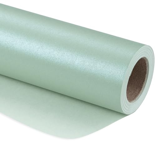 RUSPEPA Carta da regalo opaca verde menta, mini rotolo, carta verde tinta unita perlata e lucida, perfetta per Pasqua, compleanno, matrimonio, baby shower, Natale, bouquet fai da te, 43,2 cm x 10 m