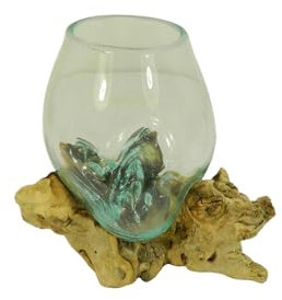 Melted Glass Bowl on Wood - Design SB3