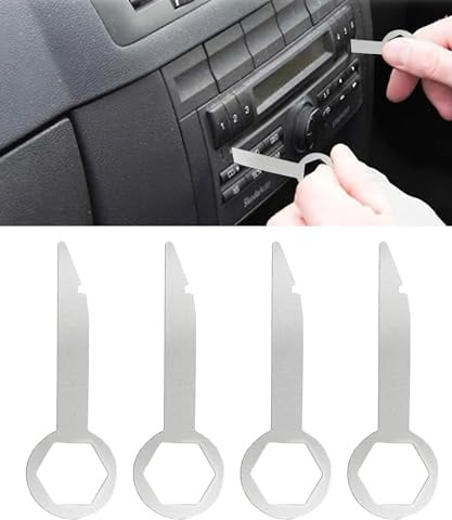 Flaconi 4PCS Autoradio Ausbauwerkzeug,Autoradio Demontage Werkzeug,Entriegelungswerkzeug Autoradio,Werkzeug Autoradio Ausbauen,Geeignet für Autos,SUVs,LKWs,Wohnmobile,Van,RV (Silber)