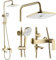 Rea Colonna doccia STORM GOLD BRUSH Sistema Doccia in Ottone per Bagno (Oro spazzolato)