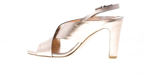 DEL CARLO Donna Sandalo a Fasce Incrociate in Pelle Laminata Rosa Antico. Tacco 8 cm Color Rosa Size 39
