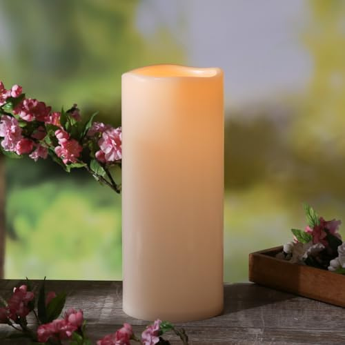 MARELIDA XXL LED Kerze outdoor Kunststoffkerze Außenkerzen mit Timer creme D: 12,5cm batteriebetrieben Gartendekoration für Außen (Höhe: 30cm)