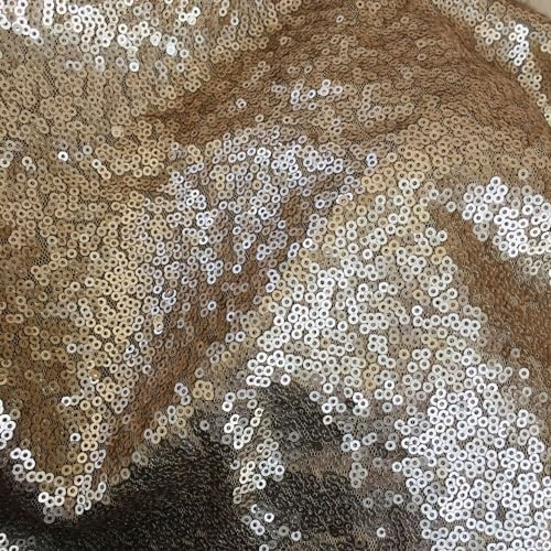 YKAFADE Pailletten Stoff 135cm * 1m Glitter Stoff zum Nähen Meterware Glitzer Paillettenstoff Dekostoff Kostümstoff für Hochzeit Kleid Dekoration DIY Tisch Tutu Rock Party Deko -Gold #2