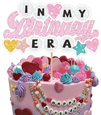 In My Birthday Era Cake Topper for Singer Birthday Party Decorations Music Fan Friendship Bracelet Decor