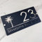 Personalisiertes Adressschild – 3D-Hausnummer aus Acryl, Laserschnitt, modernes Design mit Schwimmeffekt und Baum des Lebens – Außenschild für Haus, Hotel und Wohnung (Schwarz Silber)