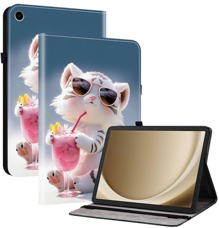 TEDTIKJT Coque pour Samsung Galaxy Tab A11 Plus/A9 Plus 11 Etui Tablette Housse SM-X210 X215 X216B PU Cuir Flip Support Protection Motif Peint Etui pour Galaxy Tab A11+ Coque,Dessin Animé Petit Tigre